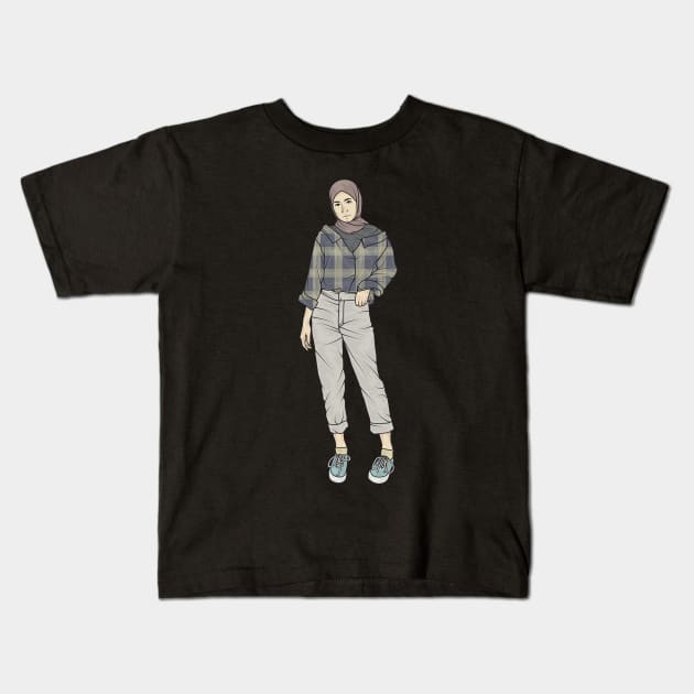 OOTD Hijab Girl Kids T-Shirt by crissbahari